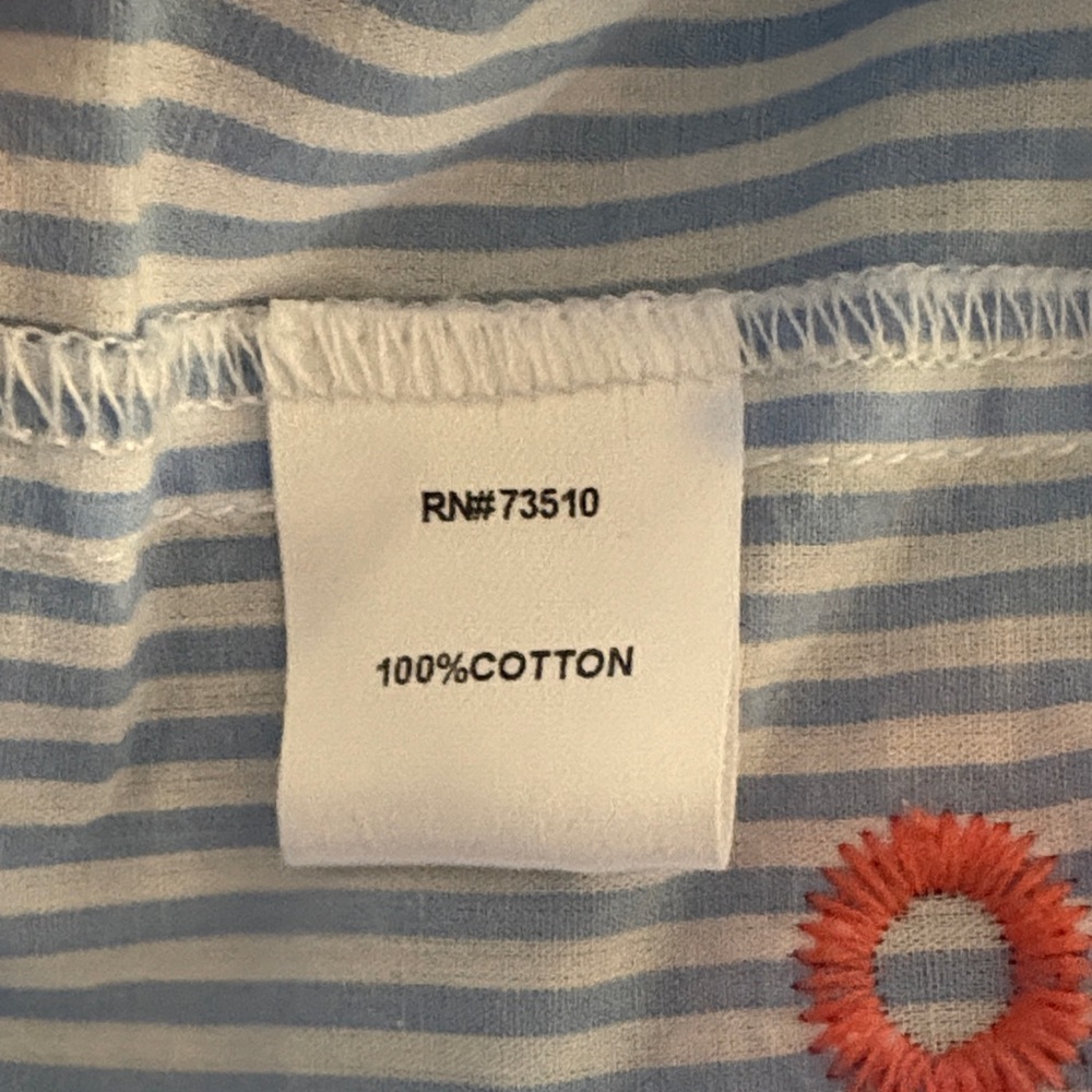 Uncle Frank Blue Striped Shift Dress with 3D Floral Embroidered Accents - Picture 10 of 11